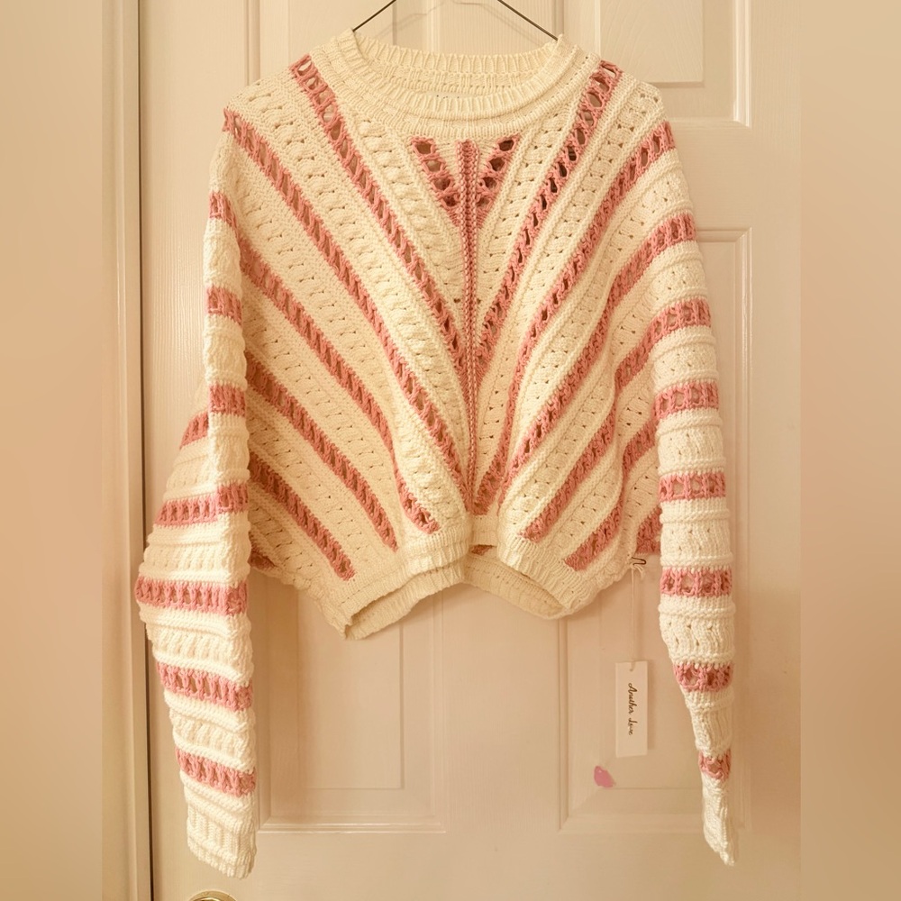 HAVEN STRIPE SWEATER by Another Love in Cherry Cream ๐ Size Small NWT - Picture 3 of 16
